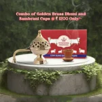 Combo of Golden Brass Dhuni and Cow Dung Sambrani Cups